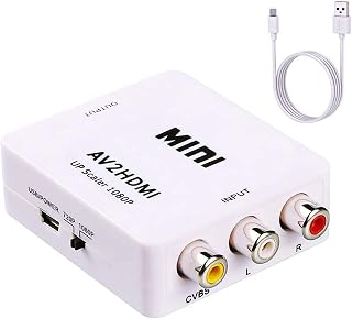 ABLEWE Conversor RCA para HDMI, 1080p AV para HDMI RCA composto CVBS adaptador conversor de áudio e vídeo compatível com PAL/NTSC para Xbox/PS2/Wii/SNES/N64/VHS/VCR/DVD