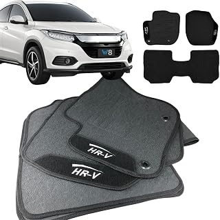 Jogo de Tapete Borracha Automotivo pra Carro Compatível com HRV 2015 2016 2017 2018 Com Logo Bordado Impermeável Personalizado 3 Peças Traseira Interiça W8 Acessorios